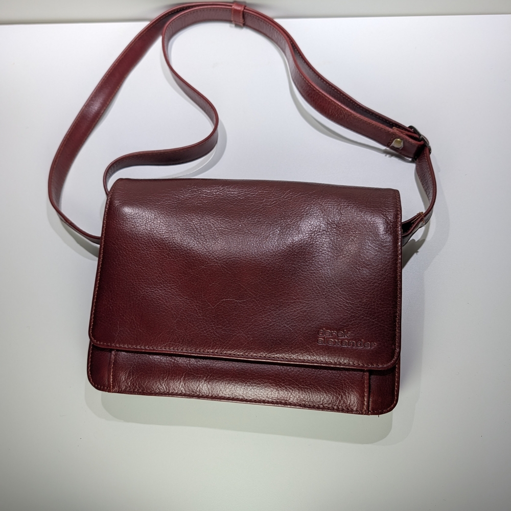 Derek Alexander Burgundy Leather Crossbody Bag - Classic Flap Style